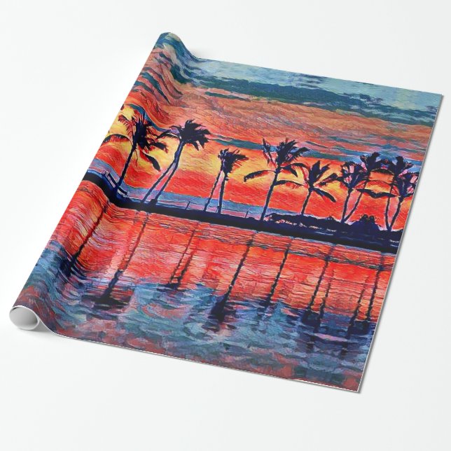 Presente Papel de envolvimento tropical do por do sol (Desenrolado)