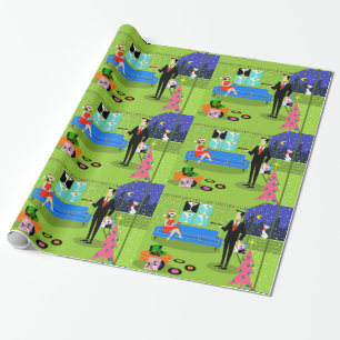 Presente Papel de envolvimento urbano retro do casal do