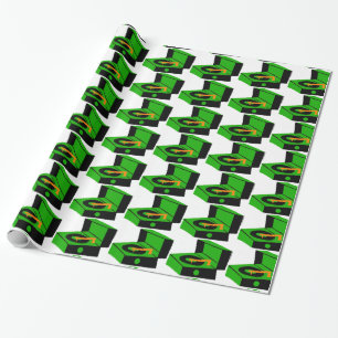 Presente Papel de envolvimento verde de Houndstooth do