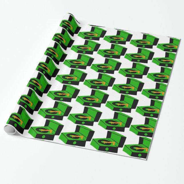 Presente Papel de envolvimento verde de Houndstooth do (Desenrolado)