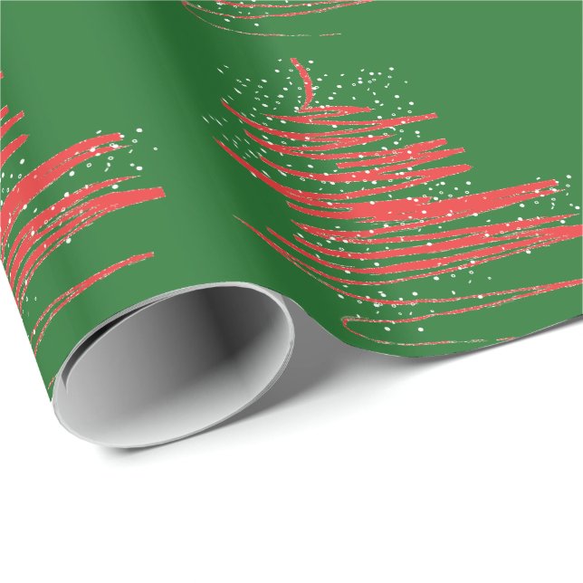 Presente Papel de envolvimento Verde-Vermelho moderno da (Ponta do rolo)