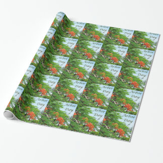 Presente Papel de envolvimento vermelho da árvore de chama