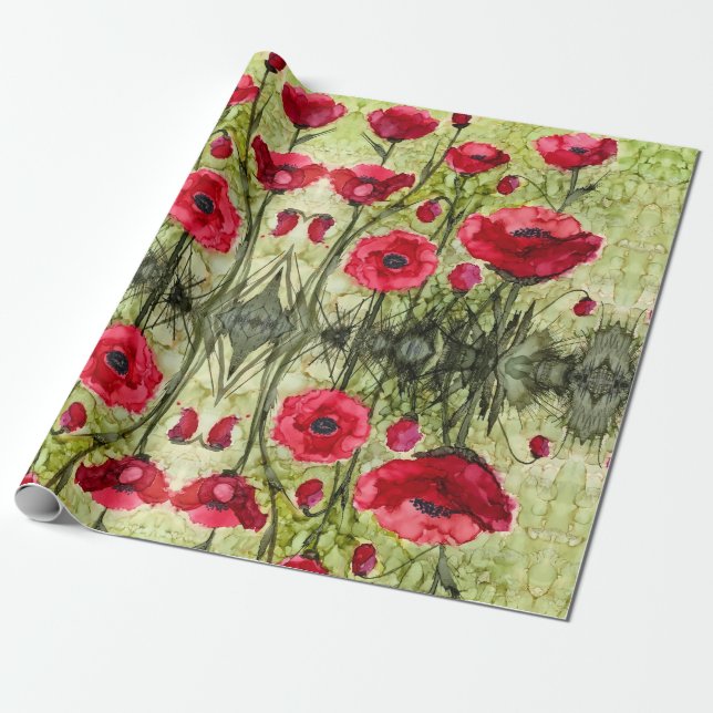 Presente Papel de envolvimento vermelho da papoila (Desenrolado)