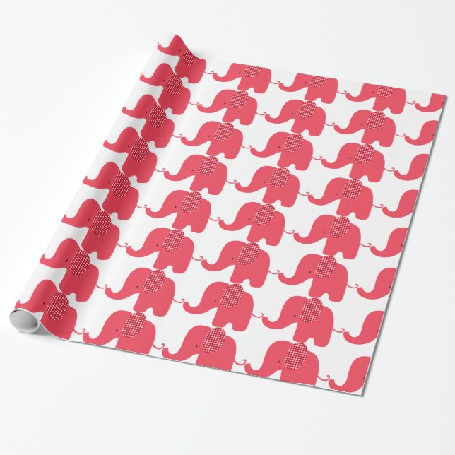 Presente Papel de envolvimento vermelho do elefante do bebê (Desenrolado)
