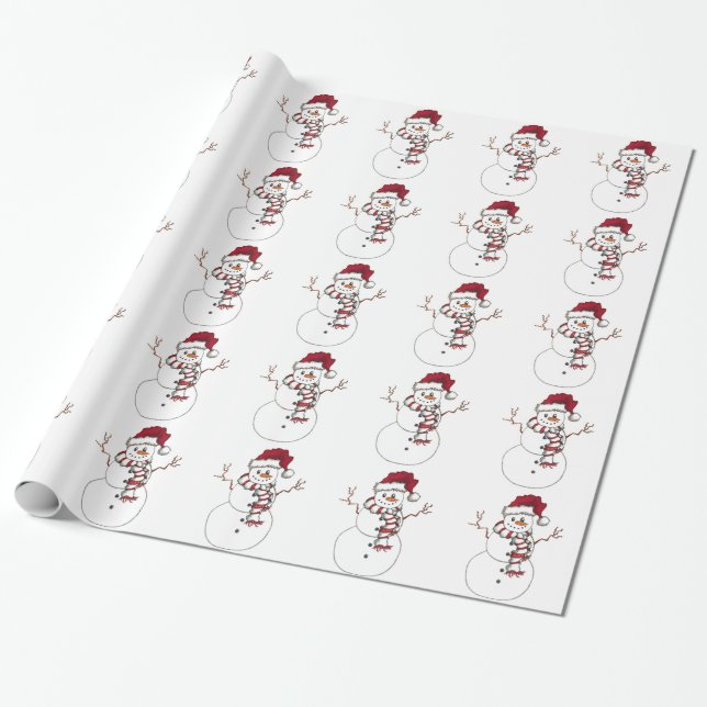 Presente Papel de envolvimento vermelho e branco animador (Desenrolado)