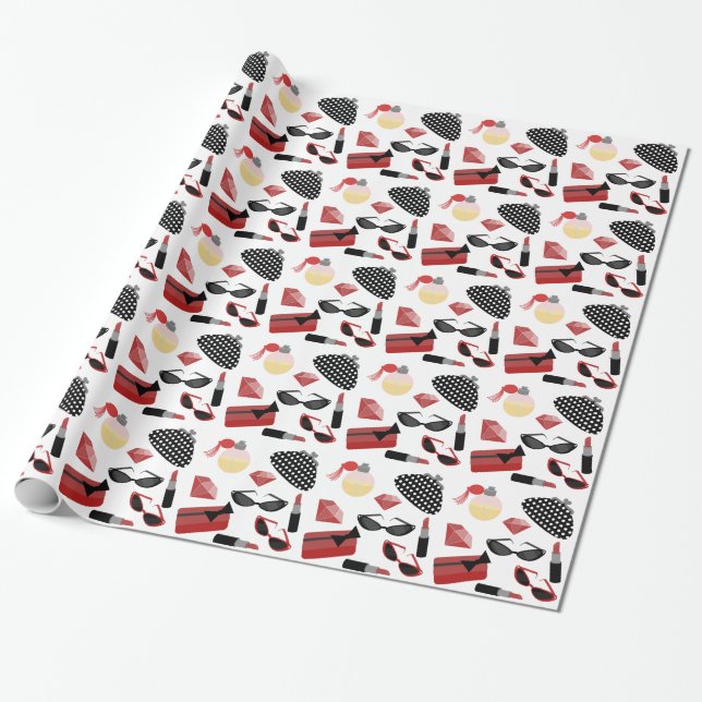 Presente Papel de envolvimento vermelho feminino dos (Desenrolado)