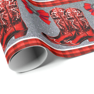 Presente Papel de envolvimento vermelho ocidental da xadrez