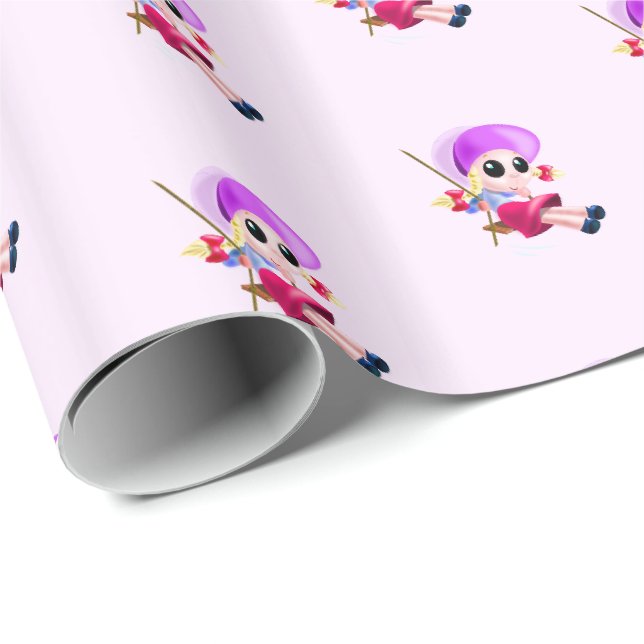 Presente Papel de escuta de garota feliz - personalizável (Ponta do rolo)