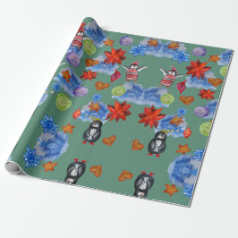 Presente Papel de estupro de pinguins e estrelas