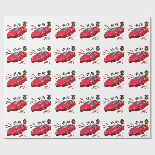 Presente Papel de festa personalizado "Beep Beep" Carro de  (Aberto)