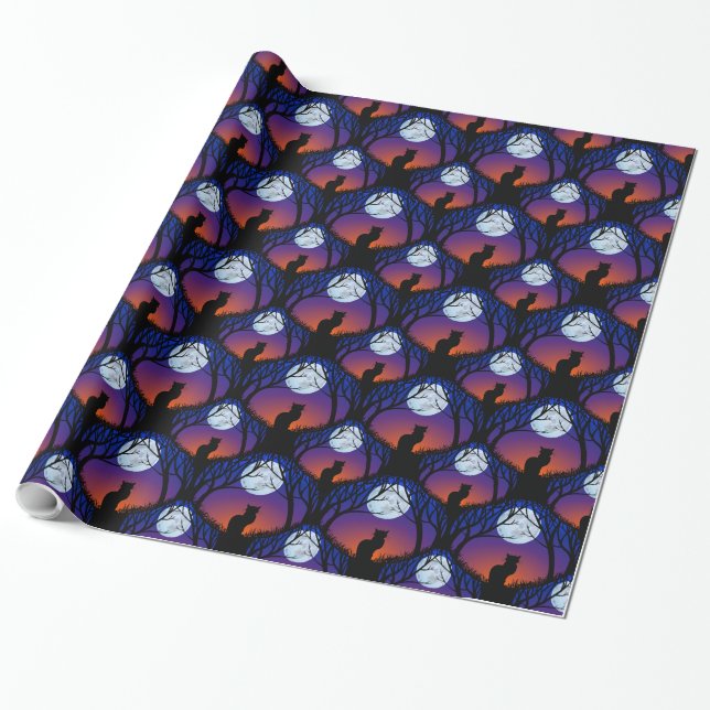 Presente Papel de Gato Preto para Moldagem de Gato (Desenrolado)