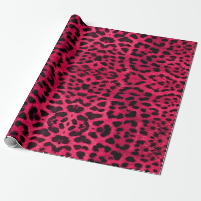 Presente papel de impressão-leopardo rosa-quente para prese (Desenrolado)