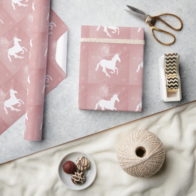 Presente Papel de Invasão de Casamento de Unicórnio Rosa (Artesanato)