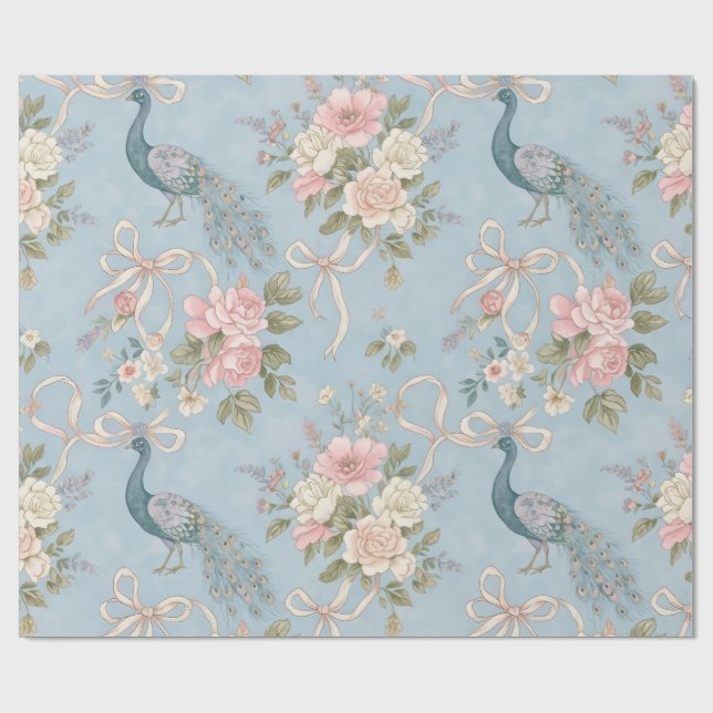 Presente Papel De Invasão De Casamentos Com Florais E Pavõe (Aberto)