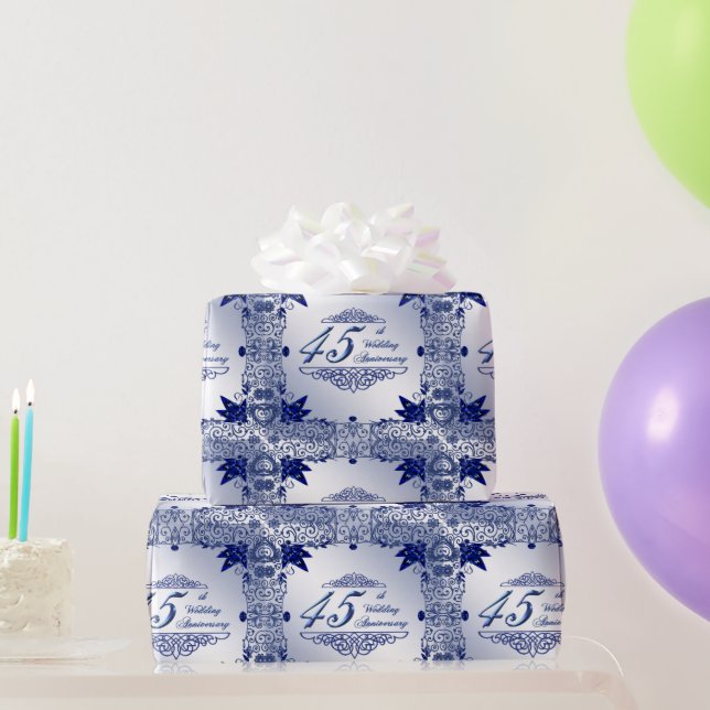 Presente Papel de Invólucro de 45º aniversário de casamento (Presentes para festas)