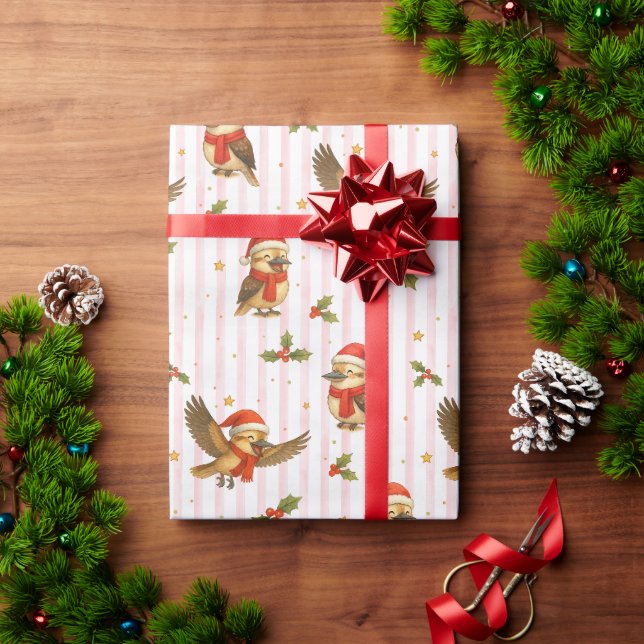 Presente Papel de Mola Aquarela de Kookaburra de Natal (Presente de Natal)