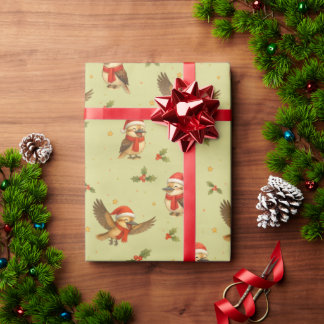 Presente Papel de Mola Aquarela de Kookaburra de Natal