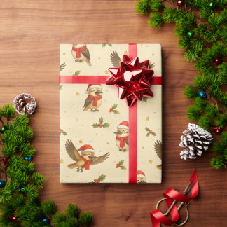 Presente Papel de Mola Aquarela de Kookaburra de Natal