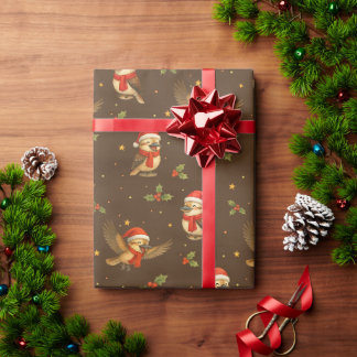 Presente Papel de Mola Aquarela de Kookaburra de Natal