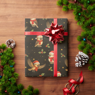 Presente Papel de Mola Aquarela de Kookaburra de Natal