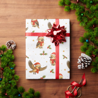 Presente Papel de Mola Aquarela de Kookaburra de Natal