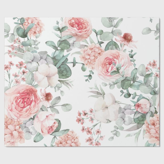 Presente Papel de mola de cor aquosa floral delicada (Barra)