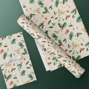 Presente Papel de mola de natal de pássaros Joyful Woodland