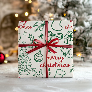 Presente Papel De Mola De Natal Desenhado Para Mão Festiva