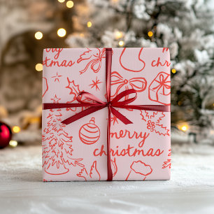Presente Papel De Mola De Natal Desenhado Para Mão Festiva