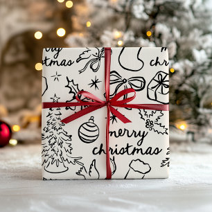 Presente Papel De Mola De Natal Desenhado Para Mão Festiva