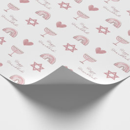 Presente Papel de mola Hanukkah, cor-de-água rosa