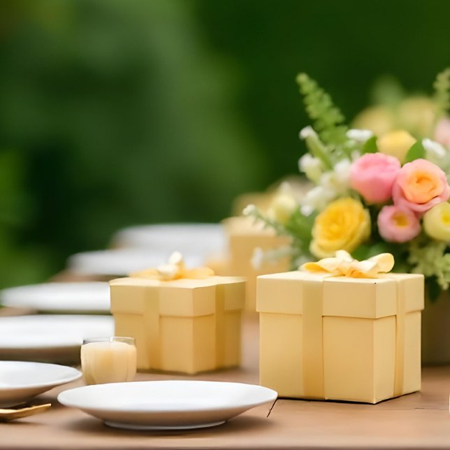 Presente Papel de moldagem amarelo da manteiga suave #F6E7B (Soft Butter Yellow #F6E7B8 Wrapping Paper. ai gen)