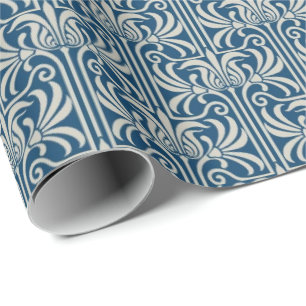 Presente Papel De Moldagem - Art Deco Blue Vintage