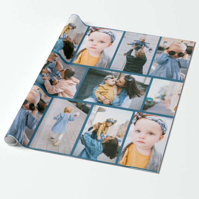 Presente Papel de moldagem azul com Denim de Foto Personali (Desenrolado)
