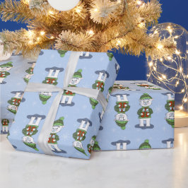 Presente Papel de moldagem azul de feriado de urso polar