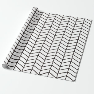 Presente Papel de Moldagem Chevron - Preto em Branco XL