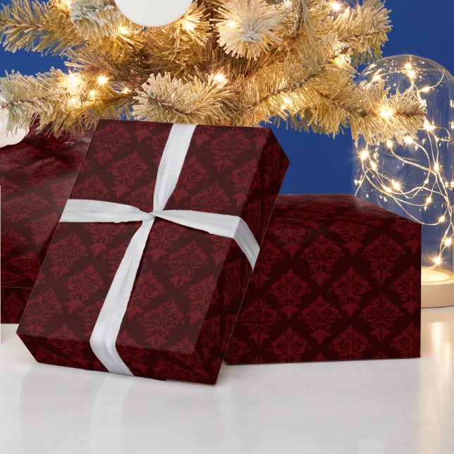 Presente Papel de moldagem Chic Burgundy e Red Damask (Feriados)
