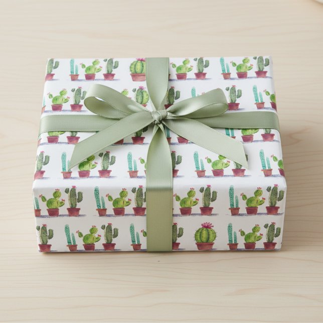 Presente Papel De Moldagem De Arte De Cactus Reprodutor (Playful Cactus Art Wrapping Paper)