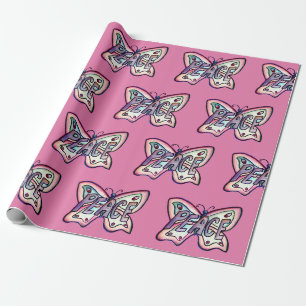 Presente Papel de moldagem de borboleta rosa-rosa para a pa