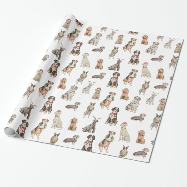 Presente Papel de moldagem de cães de férias (Desenrolado)