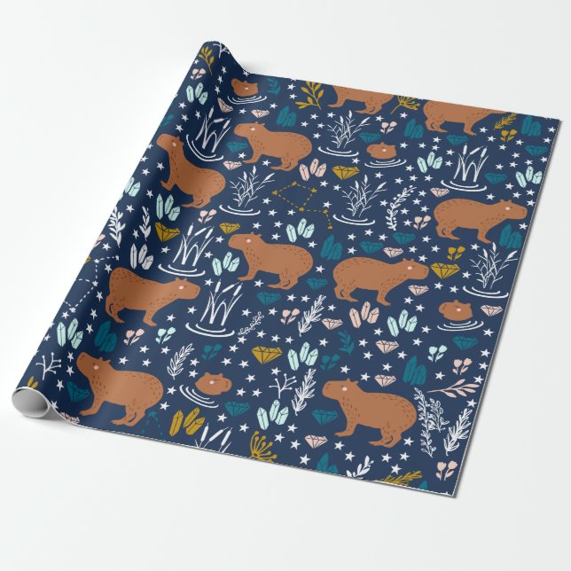 Presente Papel de moldagem de Capybara em Cute (Desenrolado)