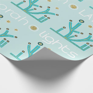 Presente Papel De Moldagem De Chanucá "Luzes Azuis, Latkes