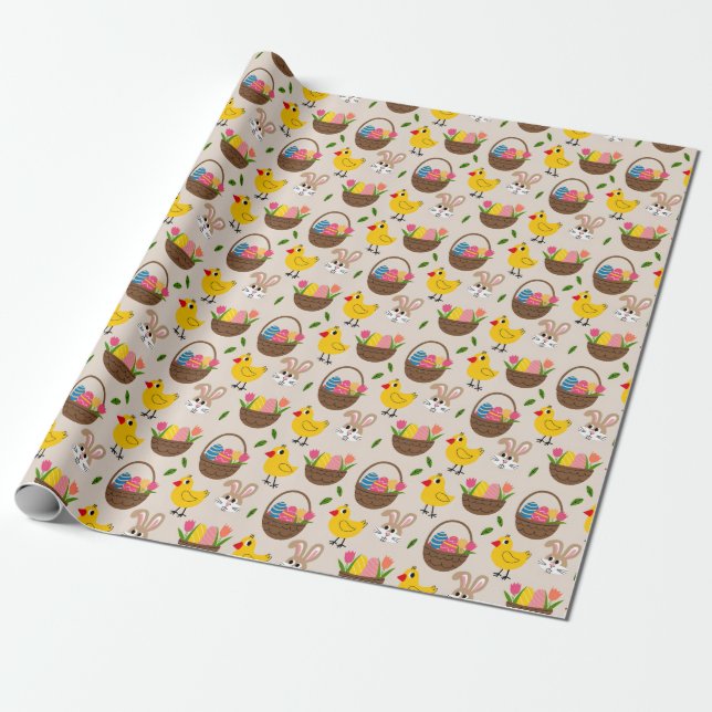 Presente Papel de moldagem de coelho e Pintinho da Páscoa (Desenrolado)