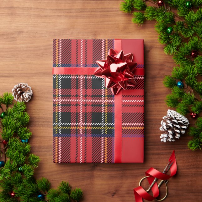 Presente Papel de moldagem de feriado de Xadrez vermelha (Presente de Natal)