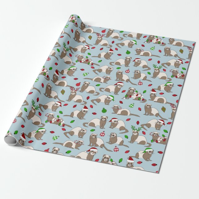 Presente Papel de moldagem de Ferret de Natal (Desenrolado)