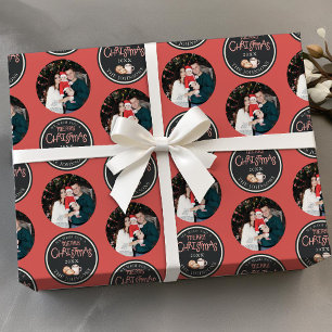 Presente Papel de Moldagem de Fotos no Natal Vermelho com M