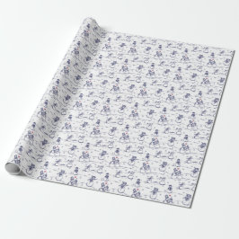 Presente Papel de moldagem de galhardetes de neve | azul