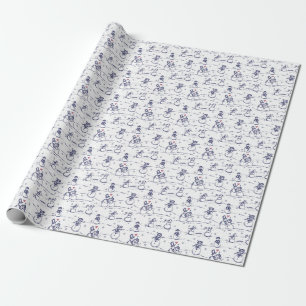 Presente Papel de moldagem de galhardetes de neve   azul