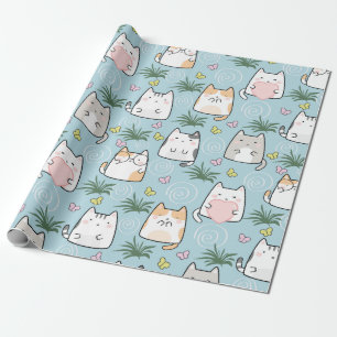 Presente Papel de moldagem de gato - Gatos de desenho em az