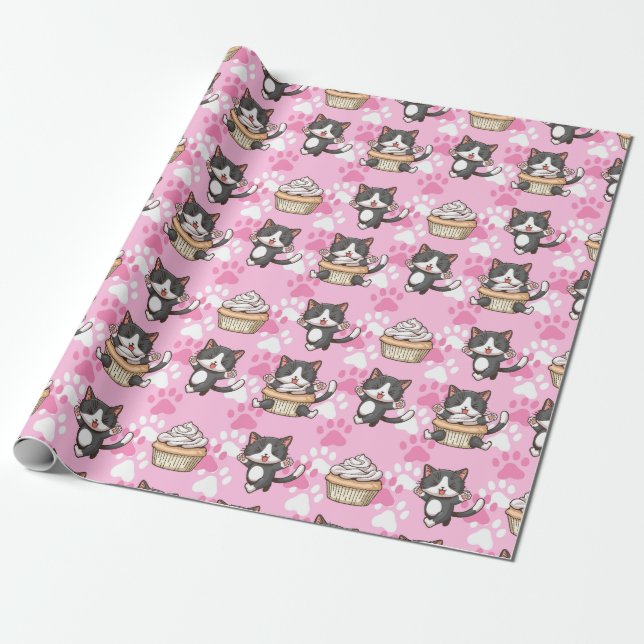 Presente Papel de moldagem de gatos adoráveis (Desenrolado)